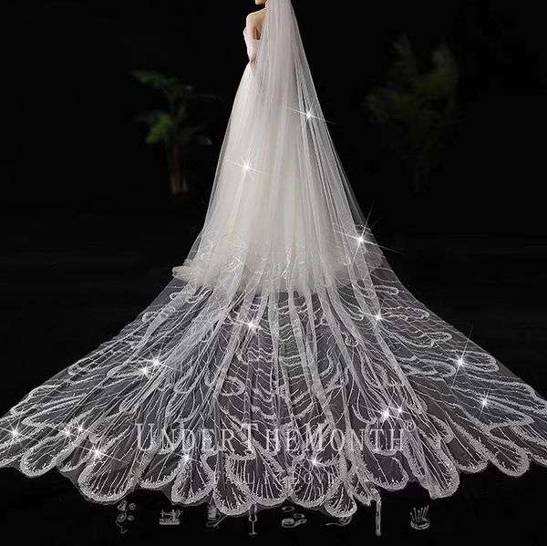 bridal veils bling sparkly white long cathedral luxurious shiny appliqued sequined wedding with comb high-end design, Black
bridal veils bling sparkly white long cathedral luxurious shiny appliqued sequined wedding with comb high-end design, Black