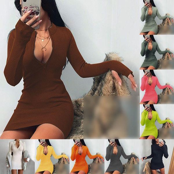 casual dresses ladies stand collar zipper deep v-neck dress solid stretch elegant half-zip long sleeve rib bodycon pencil mini vestido, Black;gray
casual dresses ladies stand collar zipper deep v-neck dress solid stretch elegant half-zip long sleeve rib bodycon pencil mini vestido, Black;gray