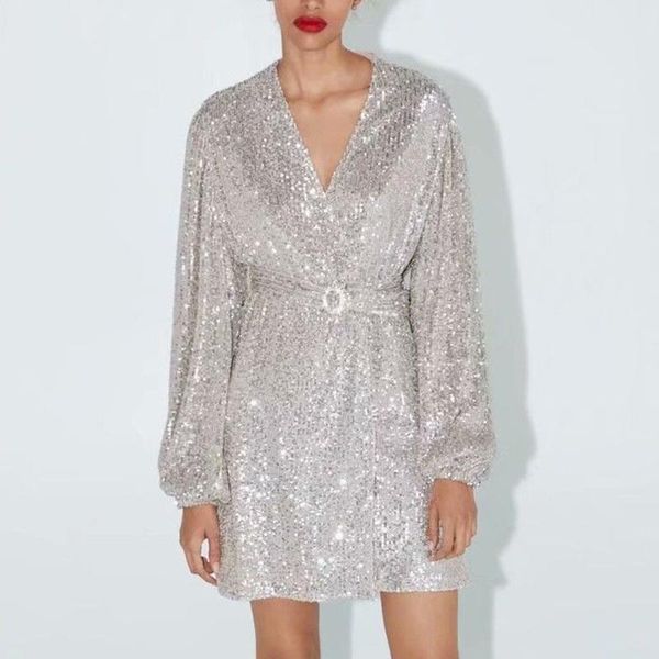 women's party dress shiny 2021 v neck lace up long sleeve sequins bling prom gowns female dresses vestidos casual, Black;gray
women's party dress shiny 2021 v neck lace up long sleeve sequins bling prom gowns female dresses vestidos casual, Black;gray