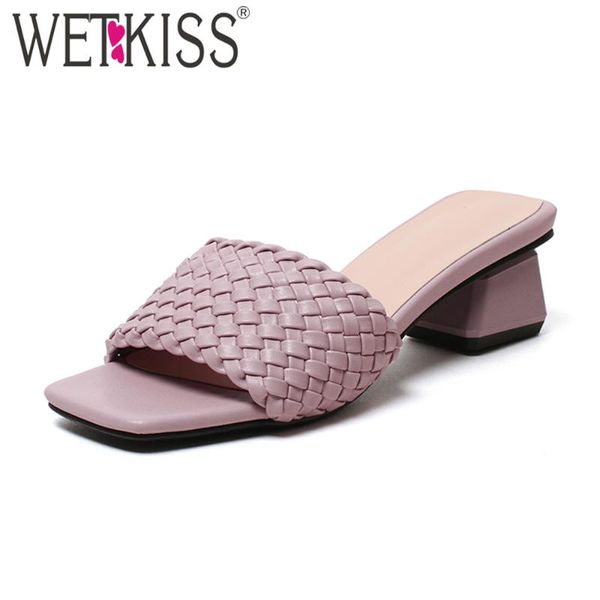 slippers wetkiss arrive weave upper for women hoof med heels open toe mules shoes woman slides summer casual big size, Black
slippers wetkiss arrive weave upper for women hoof med heels open toe mules shoes woman slides summer casual big size, Black