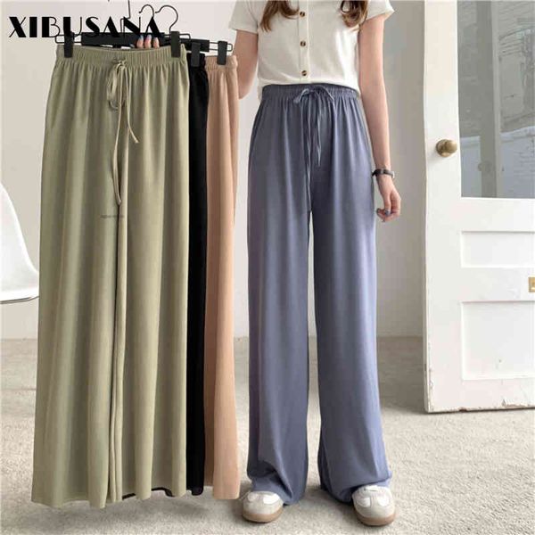 trend women elastic high waist wide leg pants summer thin drape loose straight pant female ice silk long trousers 210423, Black;white
trend women elastic high waist wide leg pants summer thin drape loose straight pant female ice silk long trousers 210423, Black;white
