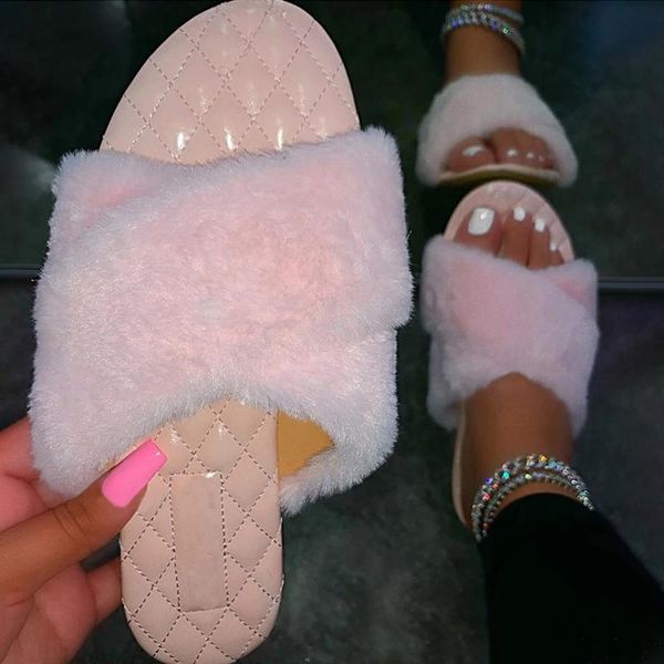 women fluffy fur slippers 2021 ins woman slides ladies fashion flats female shoes women's soft footwear plus size 36-43, Black
women fluffy fur slippers 2021 ins woman slides ladies fashion flats female shoes women's soft footwear plus size 36-43, Black