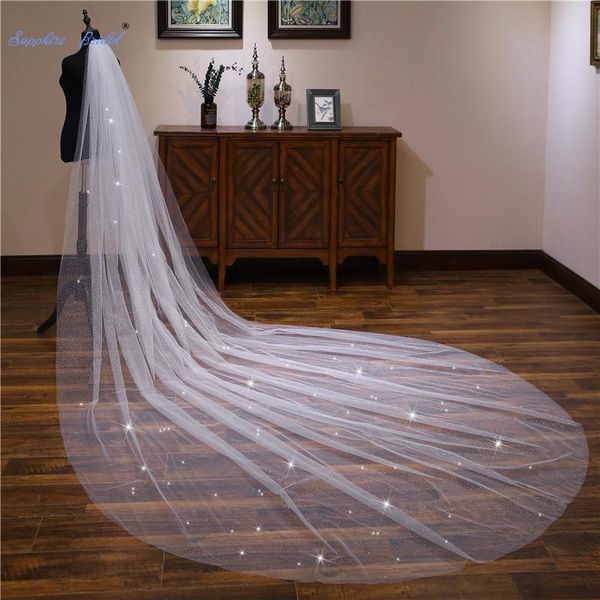 bridal veils sapphire wedding accessories 4m long sequins cathedral veil velo de novia 1 tier cut-edge with comb, Black
bridal veils sapphire wedding accessories 4m long sequins cathedral veil velo de novia 1 tier cut-edge with comb, Black