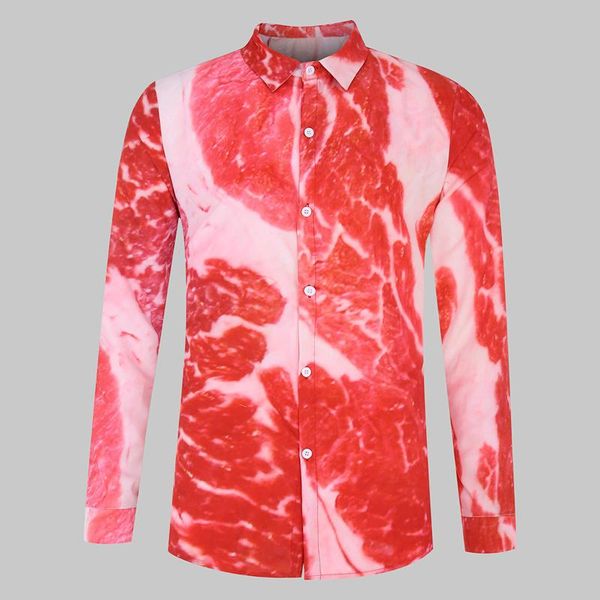 men's casual shirts feitong 3d meat men spring autumn printed long sleeve beach blouse clothing camisas de hombre, White;black
men's casual shirts feitong 3d meat men spring autumn printed long sleeve beach blouse clothing camisas de hombre, White;black