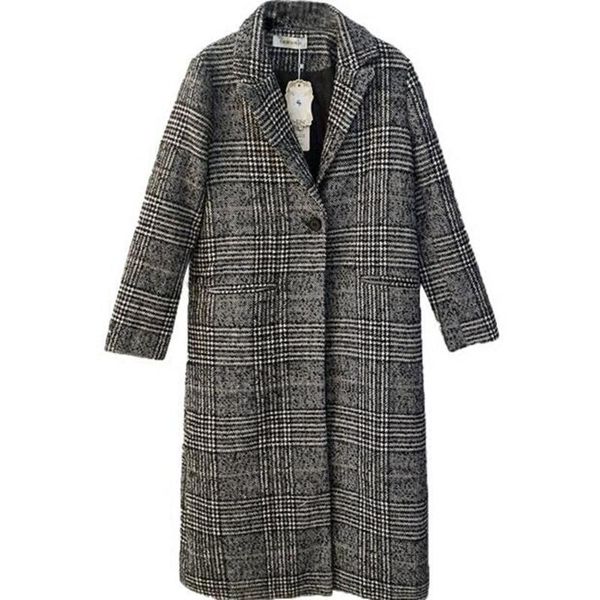 women's wool & blends autumn winter cashmere trench jacket women long casual plaid coat thickness warm woolen button pocket jackets out, Black
women's wool & blends autumn winter cashmere trench jacket women long casual plaid coat thickness warm woolen button pocket jackets out, Black