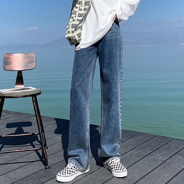jeans 2021 spring high waist wide leg pants women's straight tube loose show thin droop floor extended version, Blue
jeans 2021 spring high waist wide leg pants women's straight tube loose show thin droop floor extended version, Blue