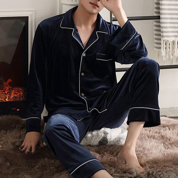 men's sleepwear men pajamas set velvet warm man pyjama long shirt pant 2piece/set home 2021 winter fashion pure color pjs, Black;brown
men's sleepwear men pajamas set velvet warm man pyjama long shirt pant 2piece/set home 2021 winter fashion pure color pjs, Black;brown