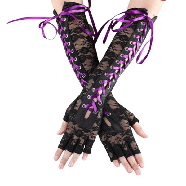 five fingers gloves 68ua lace up elbow length punk half finger party fingerless floral for prom, Blue;gray
five fingers gloves 68ua lace up elbow length punk half finger party fingerless floral for prom, Blue;gray