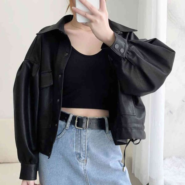 leather jacket high fashion men belt wind lady autumn drawstring street bf motorcycle blouse, Black
leather jacket high fashion men belt wind lady autumn drawstring street bf motorcycle blouse, Black