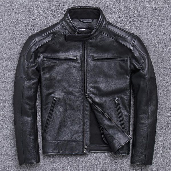 men's leather & faux autumn jacket cowhide winter genuine coat motorcycle real cow jackets short veste cuir homme 26628, Black
men's leather & faux autumn jacket cowhide winter genuine coat motorcycle real cow jackets short veste cuir homme 26628, Black