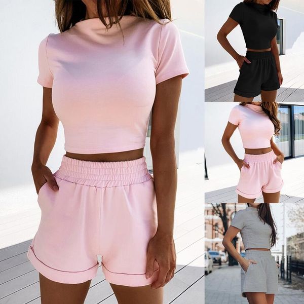 women's tracksuits 2-piece outfit set cozy sport fitness solid color round neck crop short sleeve high waist pants, Gray
women's tracksuits 2-piece outfit set cozy sport fitness solid color round neck crop short sleeve high waist pants, Gray