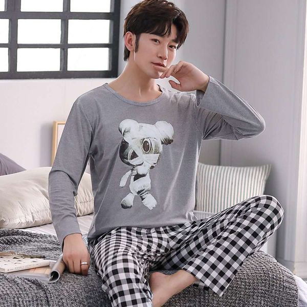 men autumn new pajamas long mouw o nek 's set dunne losse printed homewear soft casual suit nightwear, Black;brown
men autumn new pajamas long mouw o nek 's set dunne losse printed homewear soft casual suit nightwear, Black;brown