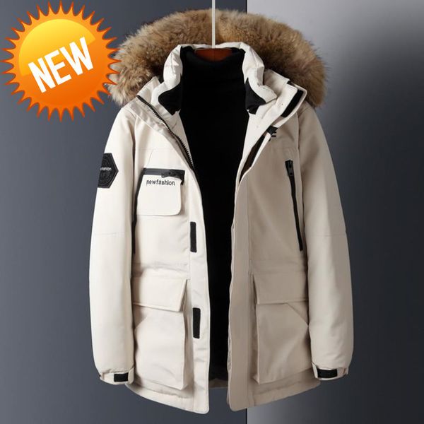 winter parkas down jacket for men white duck warm and thick fur hooded coat snow large size, Black
winter parkas down jacket for men white duck warm and thick fur hooded coat snow large size, Black
