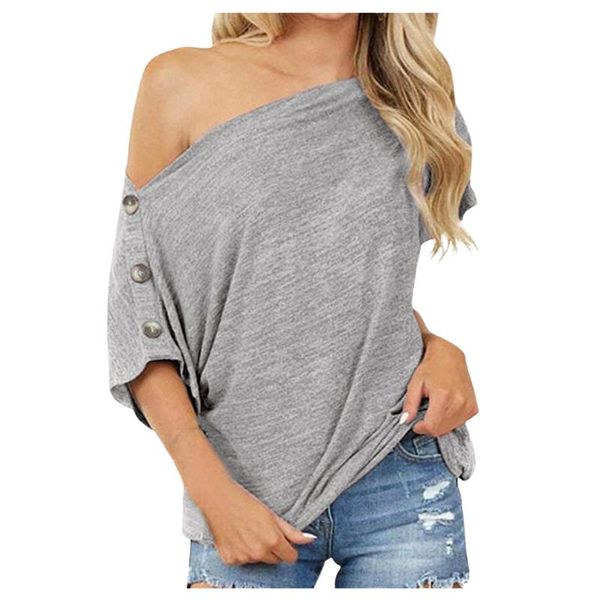 women's blouses & shirts slash neck summer button shirt loose solid color collar short sleeved women clothing leisure blouse, White
women's blouses & shirts slash neck summer button shirt loose solid color collar short sleeved women clothing leisure blouse, White