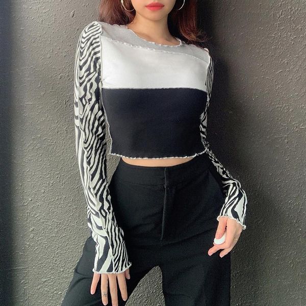 women's t-shirt women casual t-shirts autumn spring pullovers ruched long sleeve o-neck slim tee ladies zebra patchwork streetwear clot, White
women's t-shirt women casual t-shirts autumn spring pullovers ruched long sleeve o-neck slim tee ladies zebra patchwork streetwear clot, White