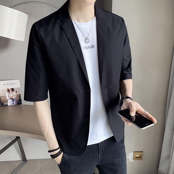 men's suits & blazers men clothing 2021 summer thin mid-sleeve suit jacket youth korean casual tide brand two button short sleeve, White;black
men's suits & blazers men clothing 2021 summer thin mid-sleeve suit jacket youth korean casual tide brand two button short sleeve, White;black