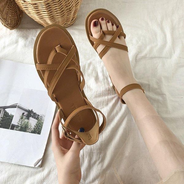 women's sandals 2021 summer cross strap roman fashion casual buckle flat shoes, Black
women's sandals 2021 summer cross strap roman fashion casual buckle flat shoes, Black