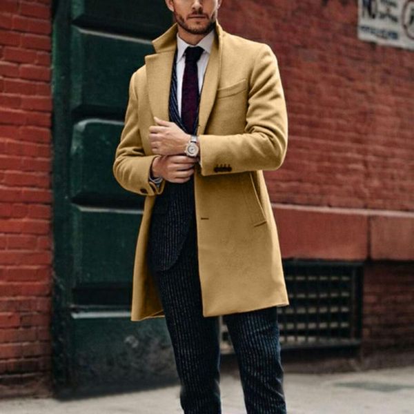 men's wool & blends fashion coats casual length cardigan solid color long sleeve turn-down collar trench coat streetwear jacket, Black
men's wool & blends fashion coats casual length cardigan solid color long sleeve turn-down collar trench coat streetwear jacket, Black