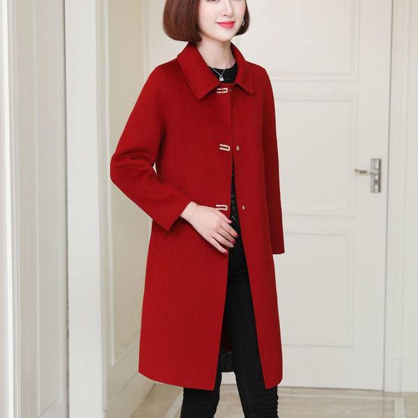women's wool & blends women 2021 autumn winter cashmere long coat female elegant turn down collar coats ladies warm overcoat casaco fem, Black
women's wool & blends women 2021 autumn winter cashmere long coat female elegant turn down collar coats ladies warm overcoat casaco fem, Black