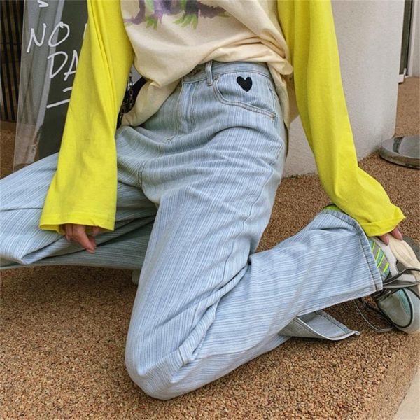 women's jeans striped denim split stylish high waist cowboy mujer loose autumn vintage straight all match wide leg trousers, Blue
women's jeans striped denim split stylish high waist cowboy mujer loose autumn vintage straight all match wide leg trousers, Blue