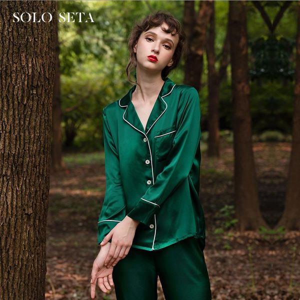 soloseta heavy silk pajamas set women's two piece 100% mulberry long sleeve housewear gift sleepwear, Black;red
soloseta heavy silk pajamas set women's two piece 100% mulberry long sleeve housewear gift sleepwear, Black;red