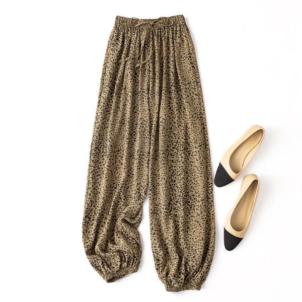 women's pants & capris 100% pure silk thin loose type fashion length coffee leopard print l1164, Black;white
women's pants & capris 100% pure silk thin loose type fashion length coffee leopard print l1164, Black;white