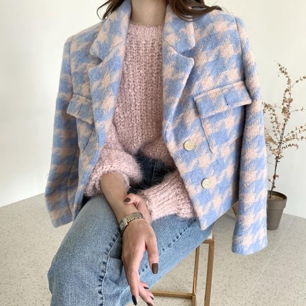 women's jackets chic houndstooth long sleeve thicken warm short jacket coat female elegant plaid pocket single-breasted outerwear, Black;brown
women's jackets chic houndstooth long sleeve thicken warm short jacket coat female elegant plaid pocket single-breasted outerwear, Black;brown