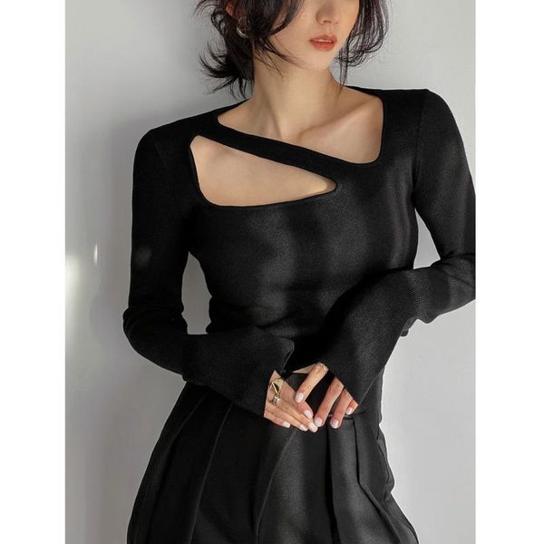 women's sweaters square collar hollowed out slim sweater autumn winter long sleeve women cropped knitted chic solid knitwear, White;black
women's sweaters square collar hollowed out slim sweater autumn winter long sleeve women cropped knitted chic solid knitwear, White;black