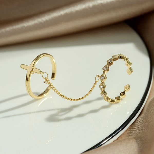 aaa designer jewelry cross inlaid chain double set personality temperament one piece open index finger ring fashion girl, Silver
aaa designer jewelry cross inlaid chain double set personality temperament one piece open index finger ring fashion girl, Silver