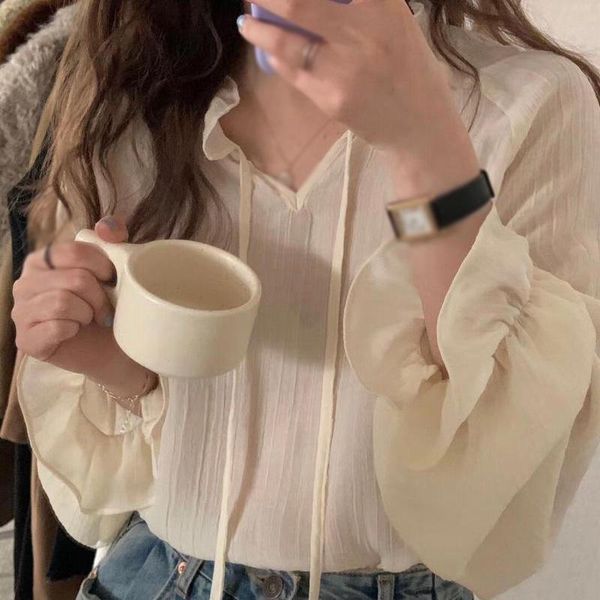 women's blouses & shirts chiffon bottoming shirt casual long-sleeved loose and versatile fashion flared sleeve top, White
women's blouses & shirts chiffon bottoming shirt casual long-sleeved loose and versatile fashion flared sleeve top, White