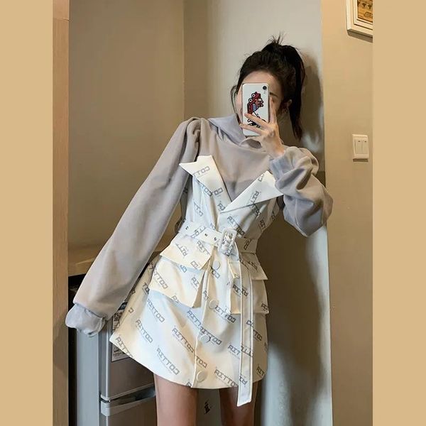 casual dresses tsxt autumn 2021 korean version of the fashion women wear hat collar design temperament short dress, Black;gray
casual dresses tsxt autumn 2021 korean version of the fashion women wear hat collar design temperament short dress, Black;gray