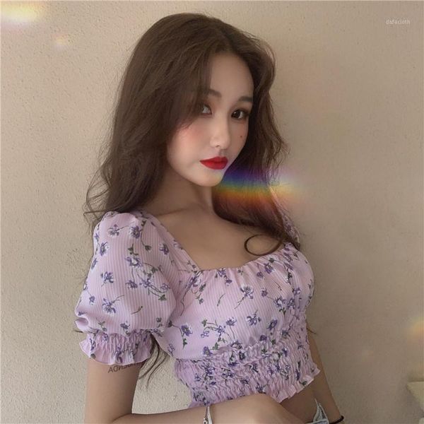 purple floral short sleeve crop korean sweet style causal slim tees square collar women clothing summer t shirts female women's t-shir, White
purple floral short sleeve crop korean sweet style causal slim tees square collar women clothing summer t shirts female women's t-shir, White