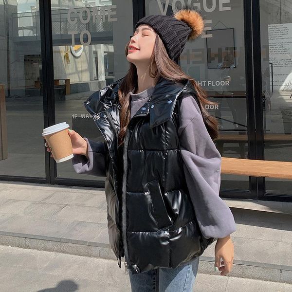 women's vests autumn winter fashion casual plus size shiny down cotton vest hooded loose thick sleeveless short waistcoat, Black;white
women's vests autumn winter fashion casual plus size shiny down cotton vest hooded loose thick sleeveless short waistcoat, Black;white