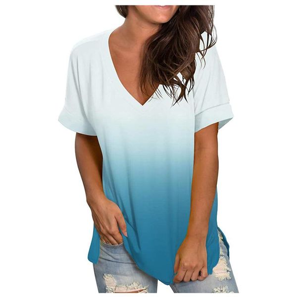 women's t-shirt summer fashion plus size gradient color v-neck short sleeve clothing #t2g, White
women's t-shirt summer fashion plus size gradient color v-neck short sleeve clothing #t2g, White