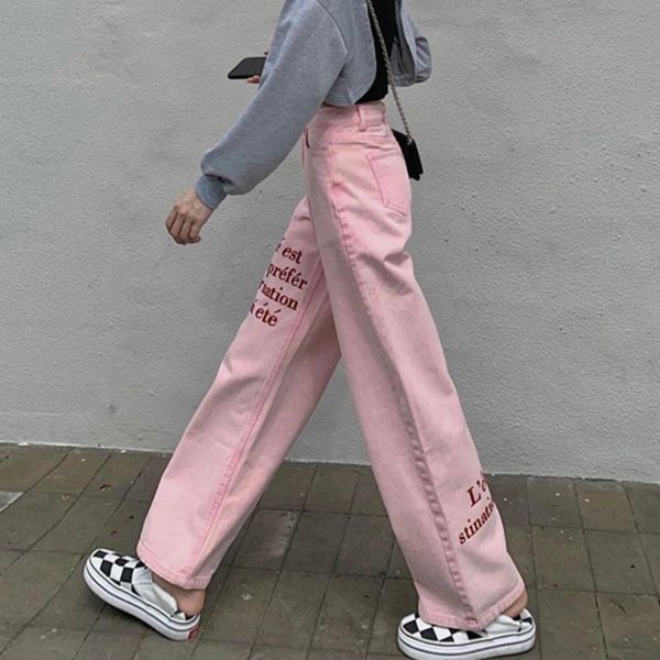 women's jeans letter embroidery denim plus size high waist loose straight casual trousers streetwear baggy, Blue
women's jeans letter embroidery denim plus size high waist loose straight casual trousers streetwear baggy, Blue
