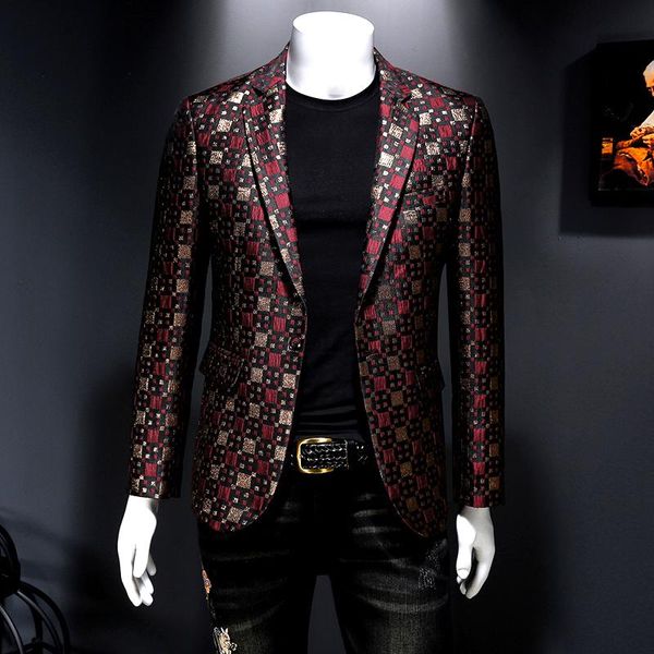men's suits & blazers 2021 autumn slim fit blazer men lattice stage casual suit coats silver burgundy green groom wedding, White;black
men's suits & blazers 2021 autumn slim fit blazer men lattice stage casual suit coats silver burgundy green groom wedding, White;black
