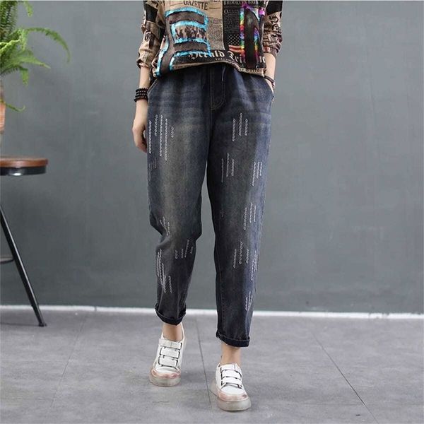 spring autumn arts style women elastic waist loose casual jeans vintage embroidery cotton denim harem pants m331 210512, Blue
spring autumn arts style women elastic waist loose casual jeans vintage embroidery cotton denim harem pants m331 210512, Blue