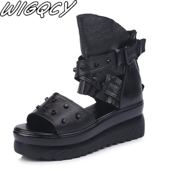 dress shoes 2021 women sandals gladiator genuine leather buckle strap rivet platform high bottom flats heel ladies sandalias mujer, Black
dress shoes 2021 women sandals gladiator genuine leather buckle strap rivet platform high bottom flats heel ladies sandalias mujer, Black