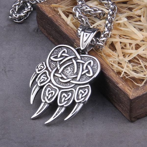 pendant necklaces stainless steel pagan nordic bear claw veles symbol pendantn necklace jewelry with wooden box as gift, Silver
pendant necklaces stainless steel pagan nordic bear claw veles symbol pendantn necklace jewelry with wooden box as gift, Silver