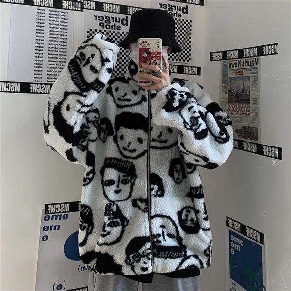 korean winter harajuku lazy bf style coat cute cartoons printing full sleeve jacket lambswool keep warm zipper outerwear 211025, Black;brown
korean winter harajuku lazy bf style coat cute cartoons printing full sleeve jacket lambswool keep warm zipper outerwear 211025, Black;brown