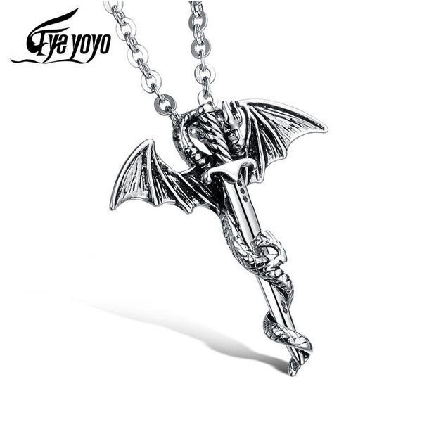 pendant necklaces eyeyoyo punk stainless steel cool pterosaur sword chain long fashion necklace gift for men, Silver
pendant necklaces eyeyoyo punk stainless steel cool pterosaur sword chain long fashion necklace gift for men, Silver