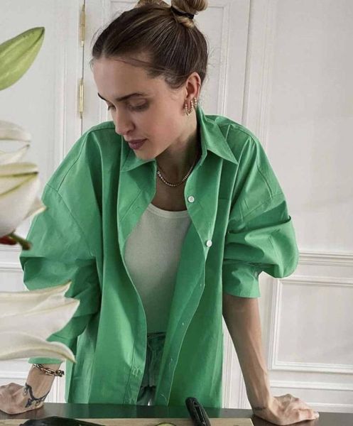 women's blouses & shirts women shirt 2021 french autumn style retro all-match stand-up collar green long-sleeved commuter loose top, White
women's blouses & shirts women shirt 2021 french autumn style retro all-match stand-up collar green long-sleeved commuter loose top, White