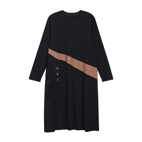 casual dresses japan style dress 2021 autumn women spliced button full sleeve o-neck loose panelled oversize female wild, Black;gray
casual dresses japan style dress 2021 autumn women spliced button full sleeve o-neck loose panelled oversize female wild, Black;gray