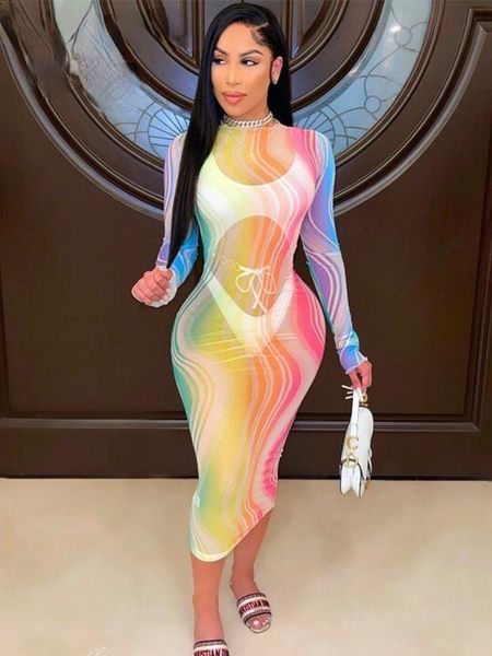 casual dresses mesh sheer long dress women fashion printed rainbow summer bandage slim hips strench office lady 2021, Black;gray
casual dresses mesh sheer long dress women fashion printed rainbow summer bandage slim hips strench office lady 2021, Black;gray