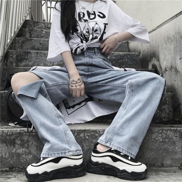 women's jeans hole-breaking women summer ins high street light straight wide-legged pants loose show thin high-waisted trousers, Blue
women's jeans hole-breaking women summer ins high street light straight wide-legged pants loose show thin high-waisted trousers, Blue