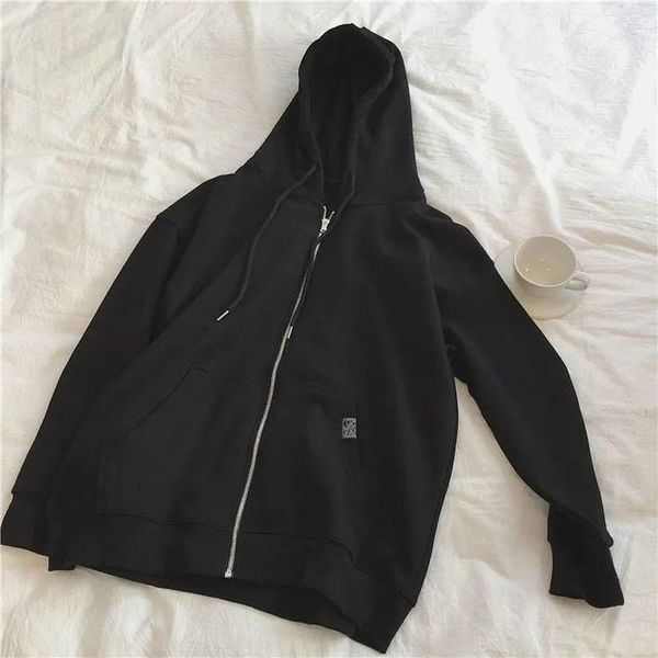 women's hoodies & sweatshirts with hat women zipper front pocket loose casual large sizes korean preppy students pullovers, Black
women's hoodies & sweatshirts with hat women zipper front pocket loose casual large sizes korean preppy students pullovers, Black