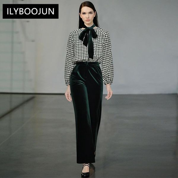 women's tracksuits clothing fashion set spring lantern sleeve houndstooth +velvet trousers two pieces, Gray
women's tracksuits clothing fashion set spring lantern sleeve houndstooth +velvet trousers two pieces, Gray