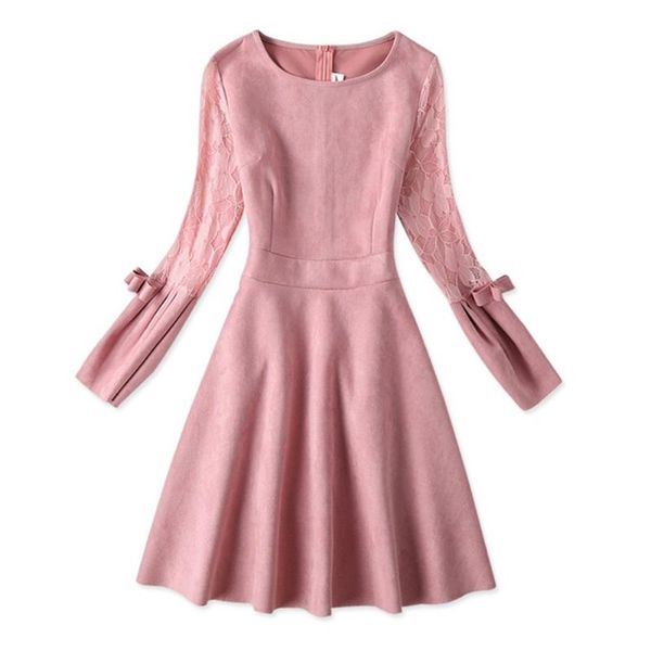 casual dresses fashion elegant women's 2021 pink spring and autumn lace stitching buckskin dress plus size ladies slim bottoming, Black;gray
casual dresses fashion elegant women's 2021 pink spring and autumn lace stitching buckskin dress plus size ladies slim bottoming, Black;gray