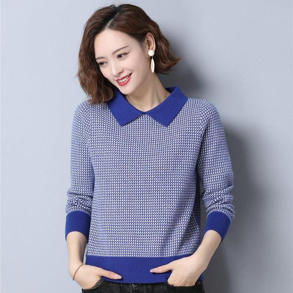 women's sweaters black blue houndstooth pullover sweater women autumn winter warm soft jumper knitwear ladies pater pan collar tricot j, White;black
women's sweaters black blue houndstooth pullover sweater women autumn winter warm soft jumper knitwear ladies pater pan collar tricot j, White;black