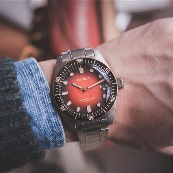 wristwatches proxima 316l red dial 62mas cusn8 bezel nh35 men's automatic watch luxury mechanical diving wristwatch 200m sports clocks, Slivery;brown
wristwatches proxima 316l red dial 62mas cusn8 bezel nh35 men's automatic watch luxury mechanical diving wristwatch 200m sports clocks, Slivery;brown